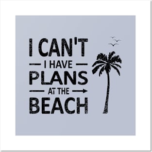 I cant I have plans at the BEACH palm tree coconut black Posters and Art